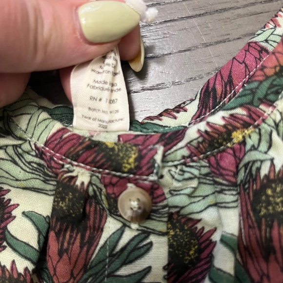 B9 KQuinn  🆕 GATHERED RUCHED TIE DRESS | LARGE PROTEAS | ORGANIC COTTON GAUZE - Picture 4 of 4